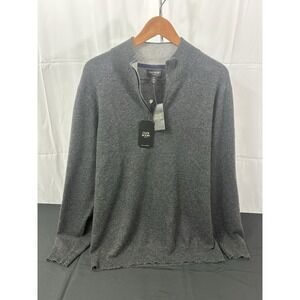 Club Room Luxury 100% Cashmere Pullover 1/4 Zip Sweater New With Tags Gray